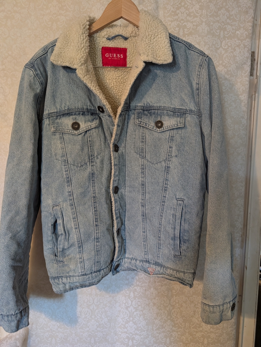 Guess Jean Jacket w Faux Shearling Lining Sz. Medium